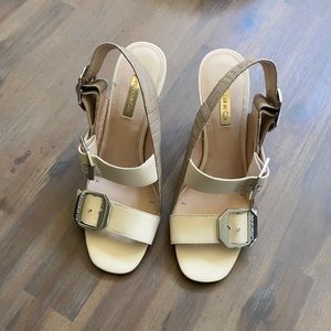 Louise et Cie Gold Buckle Slingback heels